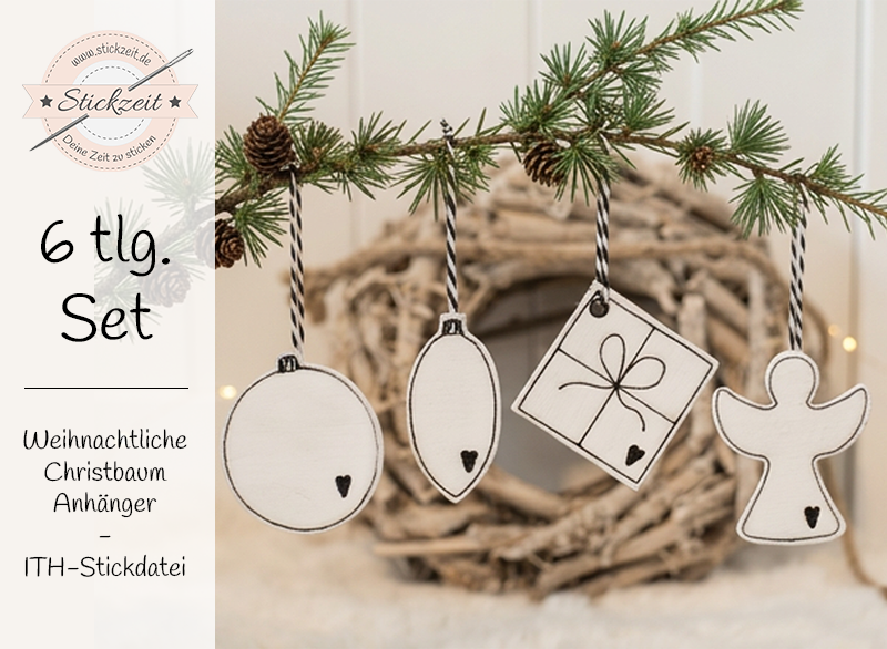 Weihnachtliche Christbaum Anhänger - ITH-Stickdatei